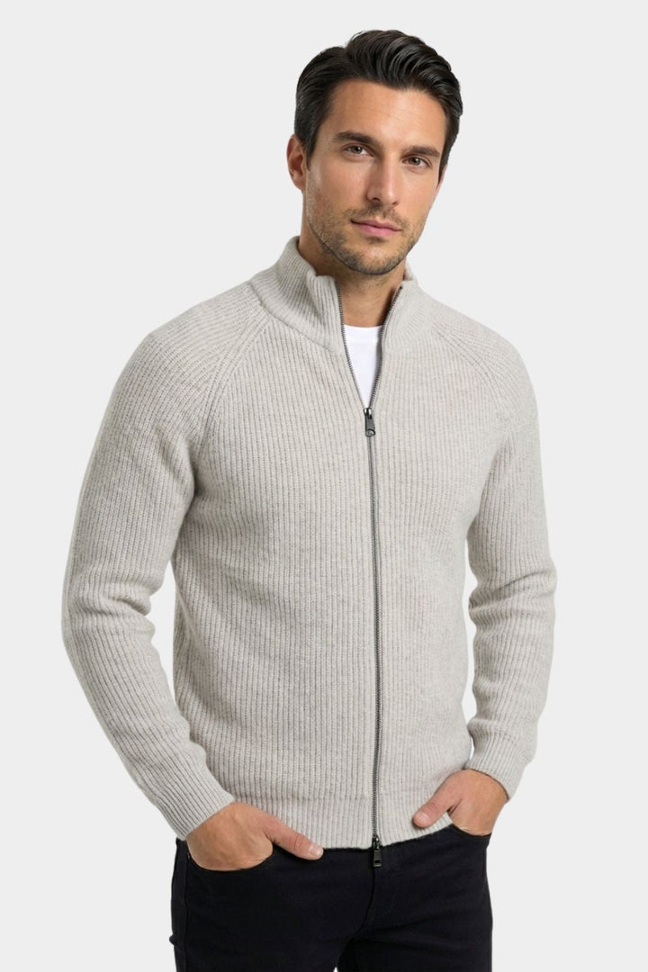 Casaco de Malha Cinza com Fecho