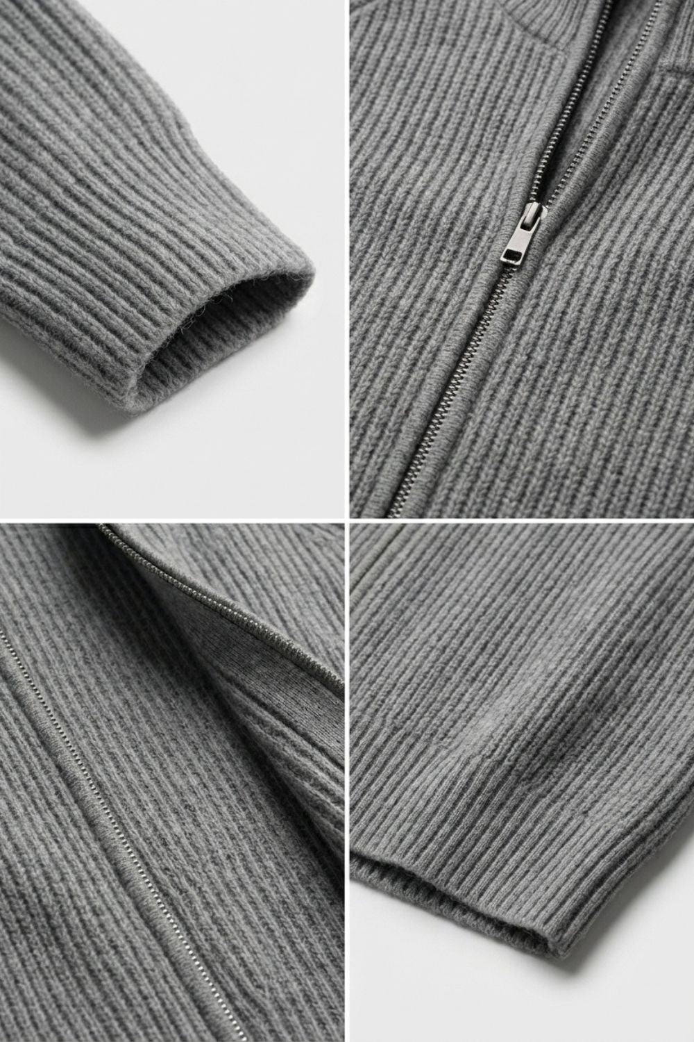 Casaco de Malha com Zíper em Grafite