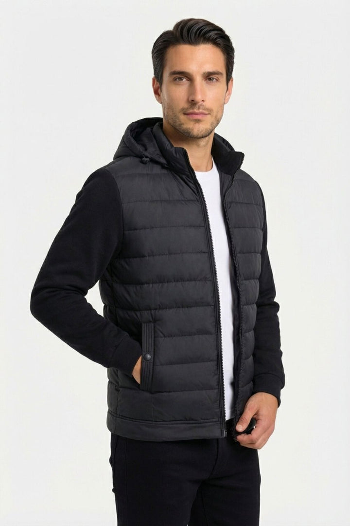 Casaco Híbrido com Capuz à Meia-Noite