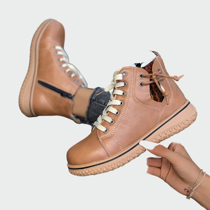 Ortopedické kožené boty s nízkým hákem