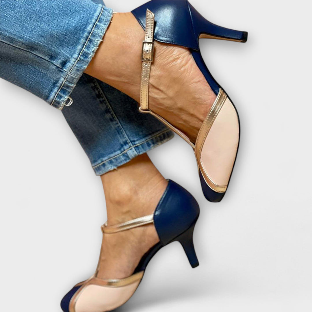 Alicia – Dvoubarevné vysoké podpatky s T-řemínkem