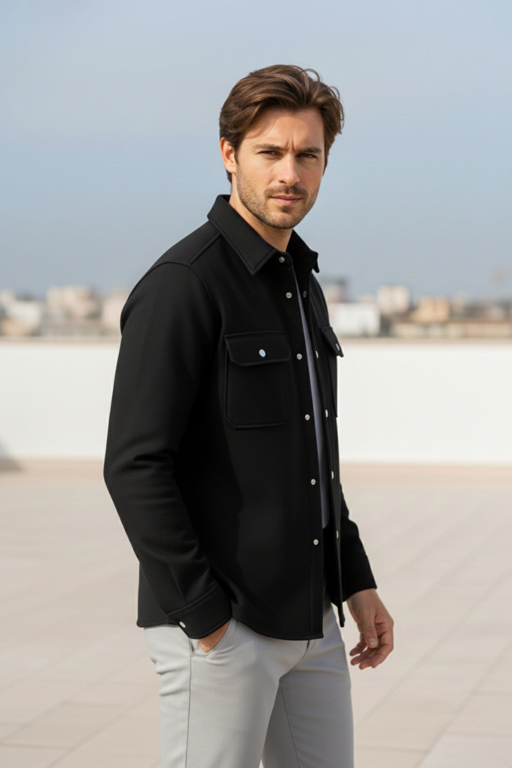 Camisa Overshirt Preta Signature