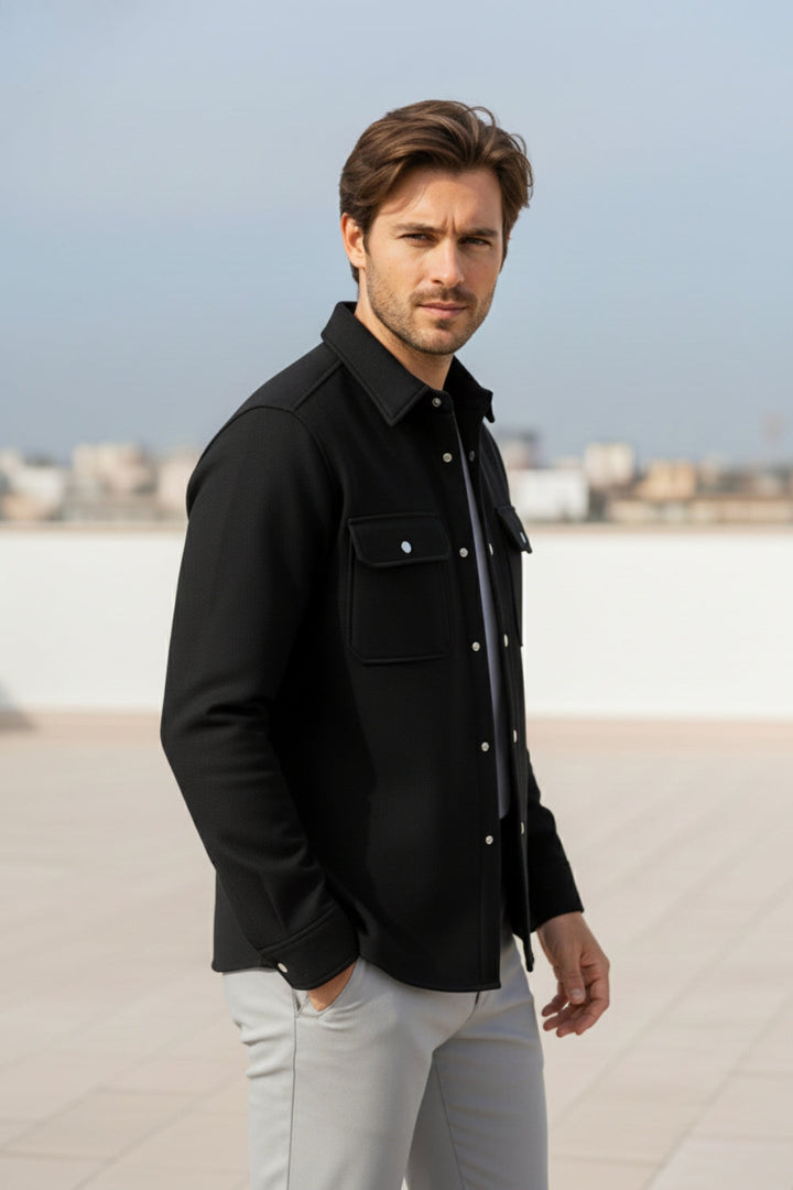 Camisa Overshirt Preta Signature